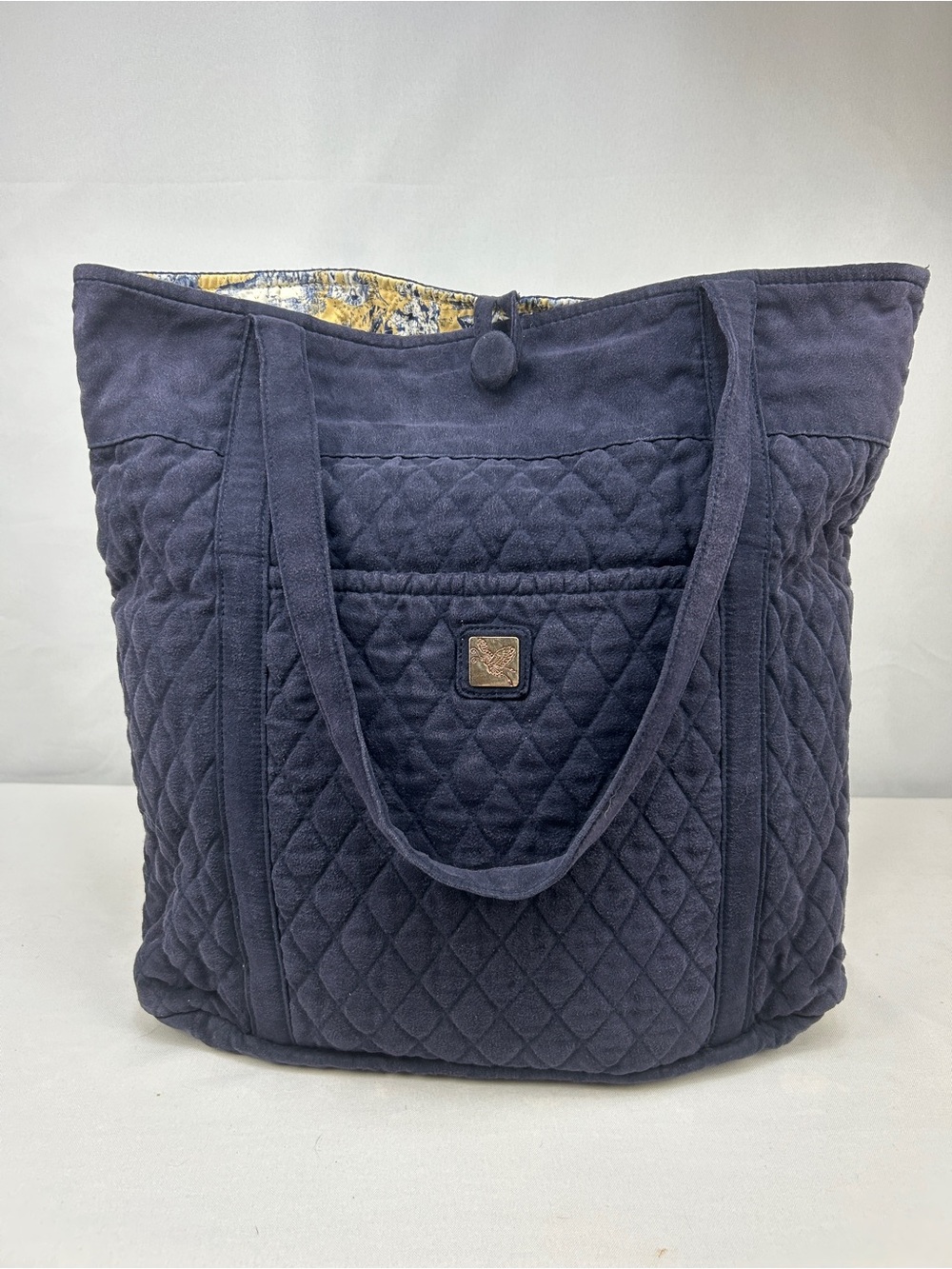 Quilted Navy Tote Bag
